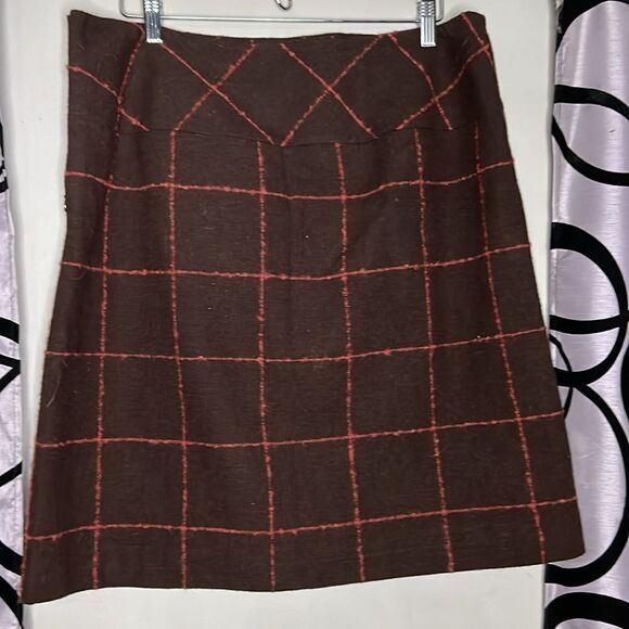 Cato Brown and salmon plaid skirt 16 - Picture 8 of 9